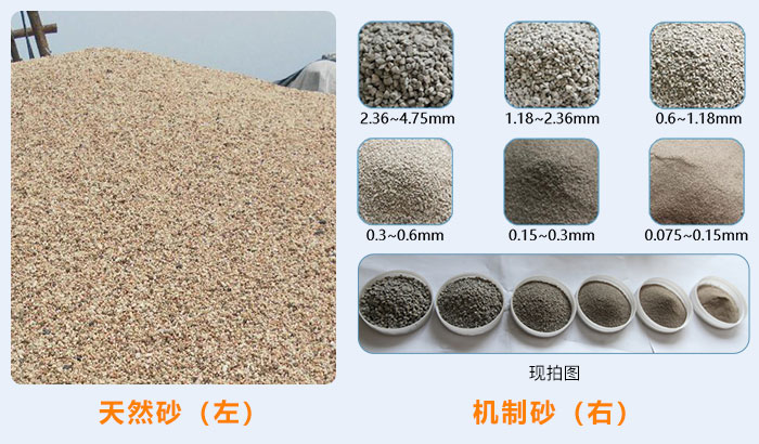 不同規格的機制砂料